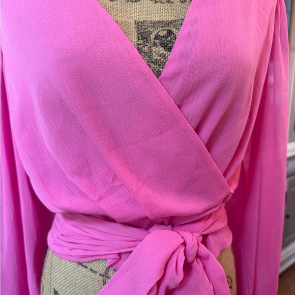 Express Vibrant Pink Wrap Blouse - Picture 2 of 7